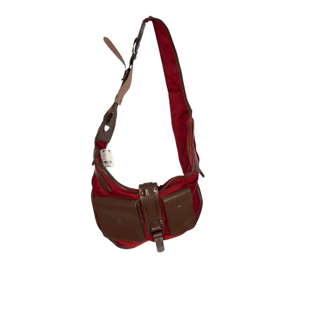 Free People Crossbody Bag OS Red Leather Trim Utility Boho Rusted Red Combo